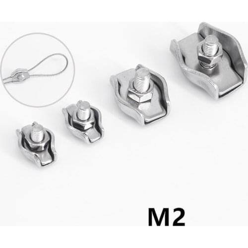 10pcs M2 2mm Clip 304 stainless steel Wire Rope Clamps Single Grip Cable Clamp Caliper