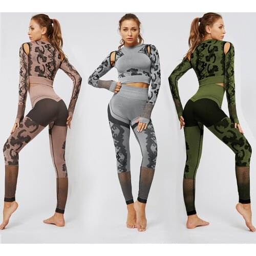 2 piece yoga set womens workout clothes gym set survetement femme tracksuit female Camouflage sport suit leggings for fitness