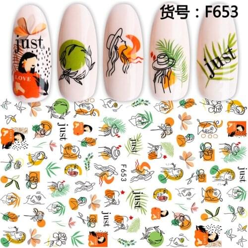 2020 DIY 3D Nail Art Sticker Adhesive Sticker Decals Tool Abstract Women & Leave Nail Art Tattoo Decoration Z0323