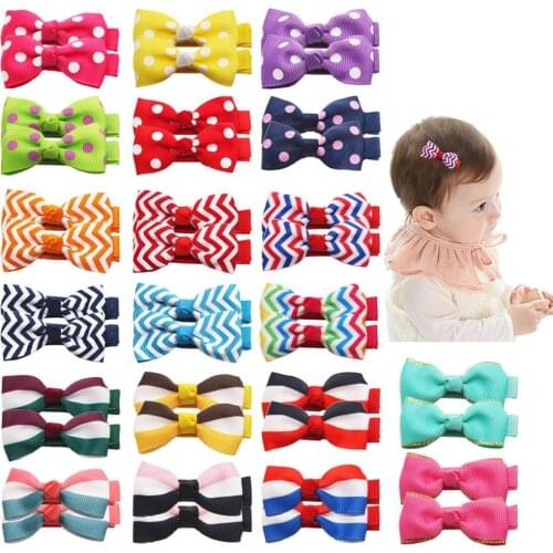 40 Pieces Baby Girls Fully Lined Hair Pins Tiny Hair Bows Alligator Clips for Little Girls Infants Toddlers（20 Colors in Pairs