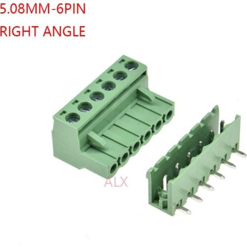 5SETS 2EDG 6pin 5.08MM pitch RIGHT ANGLE pluggable screw terminal block 5.08 6 pin PLUG TYPE pcb connector PLUG + SOCKET 300v