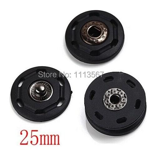 50 pieces Metal + Plastic Black Snap Press Button Sewing On for Craft Sewing 25 mm NK35