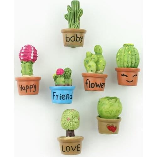 7pcs/ 1set Creative 3D Cactus fleshy cactus Strong neodymium magnets Fridge refrigerator Home decoration Magnet photo Message