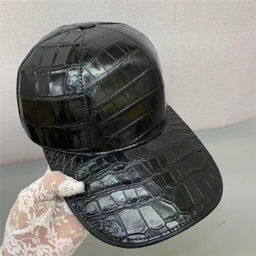 Authentic Crocodile Belly Skin Mens Leisure Baseball Cap Genuine Alligator Leather Autumn Winter Male Adjustable Snapback Hat