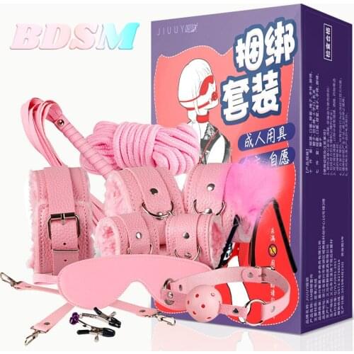 BDSM Appeal Set Seven Ten Pieces Plush Leather Bundle Set Adult Sex Toys Alternative Couples Flirt Products Sets for Women 2020