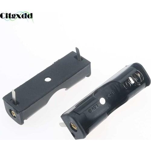 Cltgxdd 1Pcs Plastic 1*AA 14500 Size Battery Holder Spring Clip Black Battery Box With Pin For Soldering Connecting