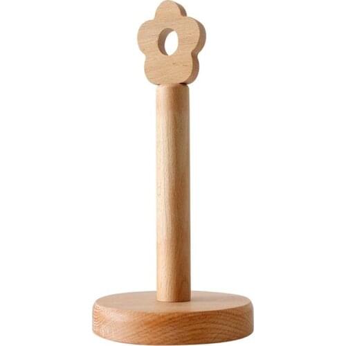 GTBL Beech Wood Paper Roll Holder,Stand Natural Wood Paper Towel Holder for Kitchen,Bathroom&Living Room(Flower)