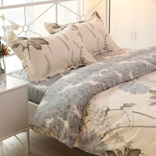 Home Textile Nordic Country Twill Bed Four-Piece Cotton 1.2 M 1.5M All Cotton Double Korean Floral Bedding
