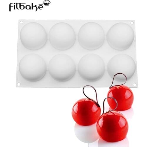 FILBAKE Round Ball Shape Pillow Silicone Mold Cake Baking Moulds Pans Dessert Making for Muffin, Brownie, Pudding and Jello