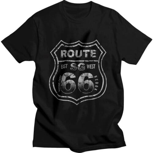 Historic Route 66 T-shirt Men Fashion T Shirt Short Sleeve 100% Cotton Mother Road America Highway Tshirt Urban Tee Top