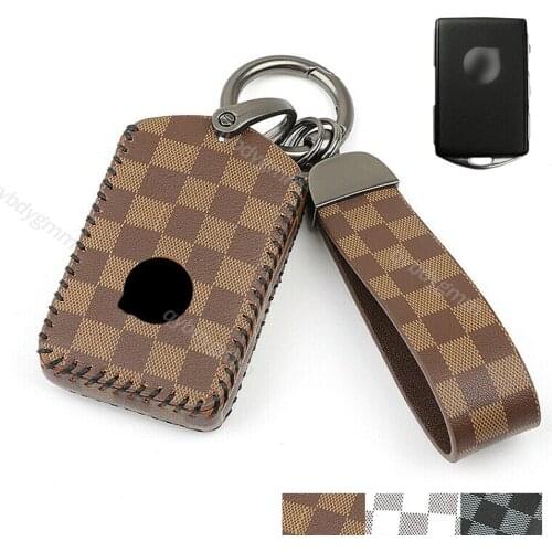 Leather Remote Start Car Key Fob Shell Case Cover Protector Holder Auto Accessories For Volvo S60 S90 V90 XC40 XC60 XC90 17-20