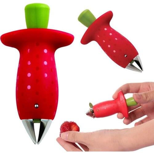 Strawberry Hullers Metal Plastic Fruit Leaf Remover Tomato Stalks Strawberry Knife Stem Remover Gadget Kitchen Cooking Tool Hot