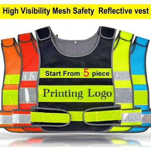 Motorcycle Vest Men Hi Vis High Visibility Mesh Reflective Safety Vest Logo Printing Free Shipping