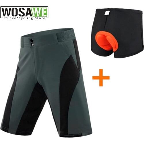 WOSAWE Cycling Shorts Men MTB Road Bike Waterproof Reflective Underwear Riding Loose Fit Racing Downhill Shorts Motocross Shorts