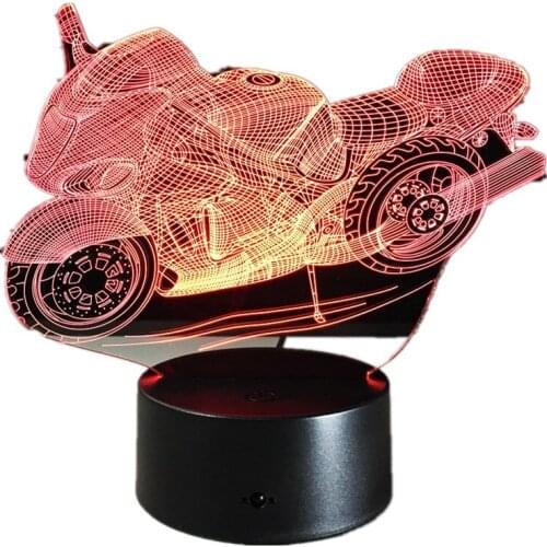 Motorcycle 3D Table Lamp Led Decorative Lampara Plexiglas Plate Lumineuse Bedside Nightlight Colores Bulbing Lamp For Motor Fan