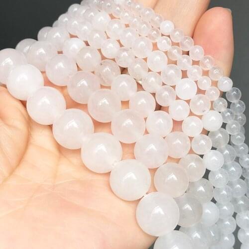 Natural Stone White Jades Chalcedony Beads Loose Spacer Beads For Jewelry Making DIY Bracelets Necklace 15Inches 4/6/8/10/12mm