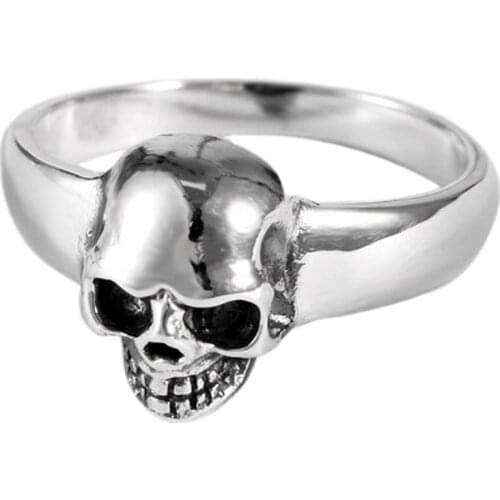 BOCAI New Real Solid Pure s925 Silver punk personality retro Skull Ring trendy domineering Man Ring