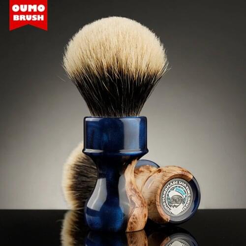 OUMO - Master Series 'SEA' Wood tumor Shaving Brush with SILK/ACE Shaving Brush Knot
