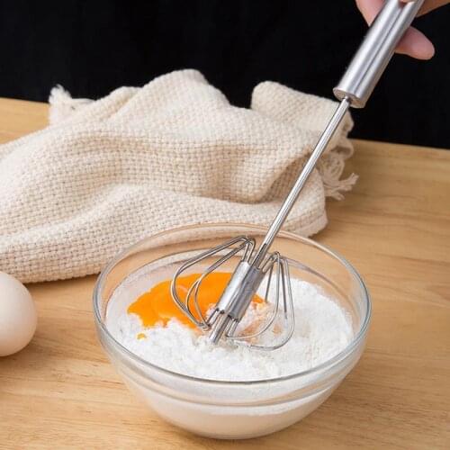 Semi-Automatic Egg Beater Stainless Steel Egg Whisk Manual Baking Mixer Self Turning Egg Stirrer Kitchen Accessories Egg Tools