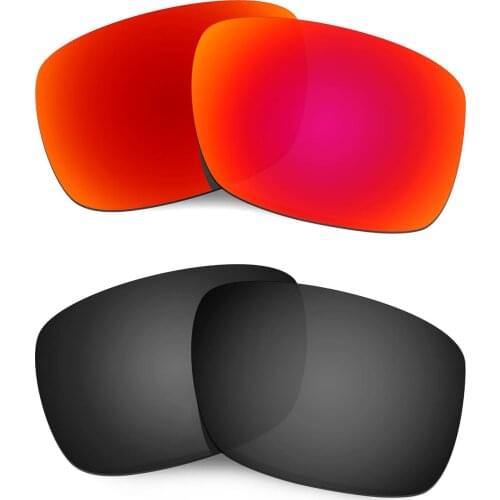 HKUCO For Drop Point Sunglasses Polarized Replacement Lenses - Red&Black 2 Pairs