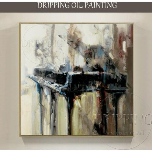 Professional Artist Hand-painted High Quality Impressionist Piano Oil Painting on Canvas Musical Instrument Piano Oil Painting