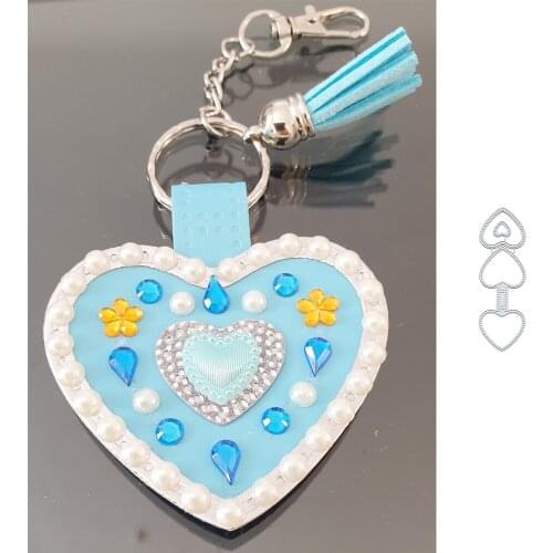 Heart Shape Keychain Metal Cutting Dies Scrapbooking Stencils for Album Paper DIY Gift Cards Decoration Embossing Dies New 2020