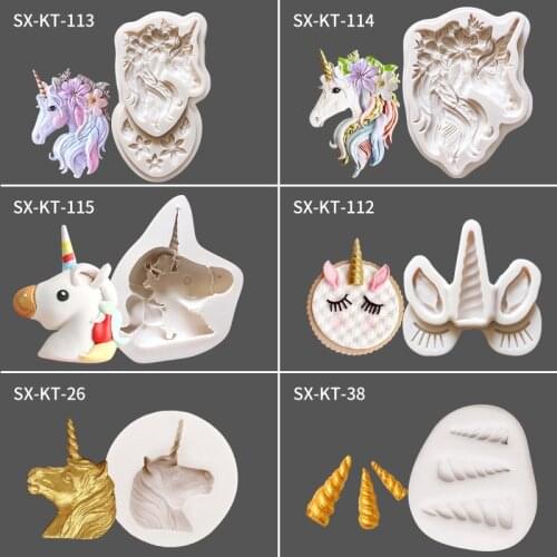 Unicorn Party Horn Silicone Molds Cake Decorations Chocolate Jello Moulds Fondant Candle Chocolatge Gumpaste Silicone Mold