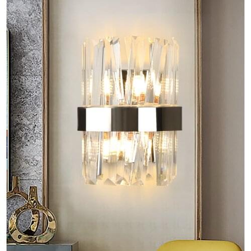 YOOGEE Modern Wall Sconce for Living Room Chrome Crystal Lamp Creative Home Decor LED Indoor Light Fixture Decorative Luminaires