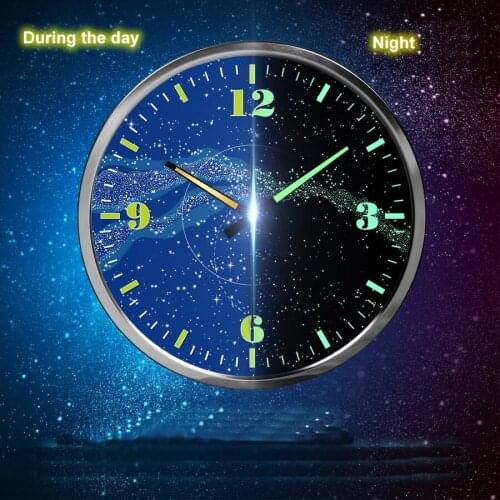 Mysterious cosmic wall clock The vast sky Blue Stars Luminous Wall Clock Living room clocks Classic Home Decoration