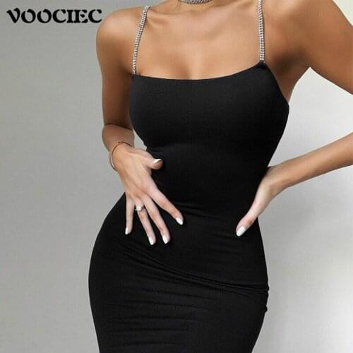 VOOCIEC Sexy nightclub party dress Sliver slim dress Sexy women party elegant Open back fashion summer dress