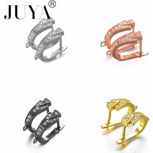 4 Colors High Quality Zirconia Rhinestone Earrings Clasp Hooks Findings Handmade DIY Women Dangle Earrings Accessories Component