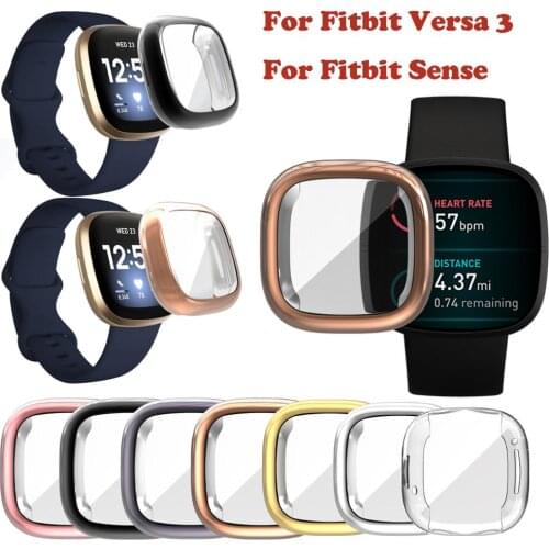 Protective Case For Fitbit Versa 3/Fitbit Sense Ultra-slim TPU Full Cover Screen Protector Watch Case Bumper Shell Accessories