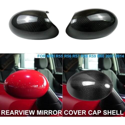 1 Pair Rearview Mirror Cover Carbon Fiber Side Rear View Mirror Cover Caps for MINI Cooper R50 R52 R53