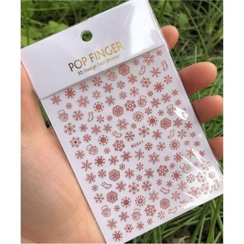 10PCS Laser Rose Rose Red Snowman Socks Colorful Nail Stickers 3D Self-adhesive Adhesive Decorative Accessories Stickers