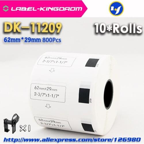 10 Refill Rolls Compatible DK-11209 Label 62mm*29mm 800Pcs Compatible for Brother Label Printer White Paper DK11209 DK-1209