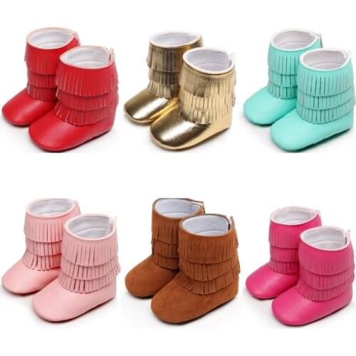 2016 Christmas Baby Girls Boots Solid Moccs Newborn First Walkers Snow Boot Training Shoes Baby Boys Shoe Infant Moccasins 0-2y