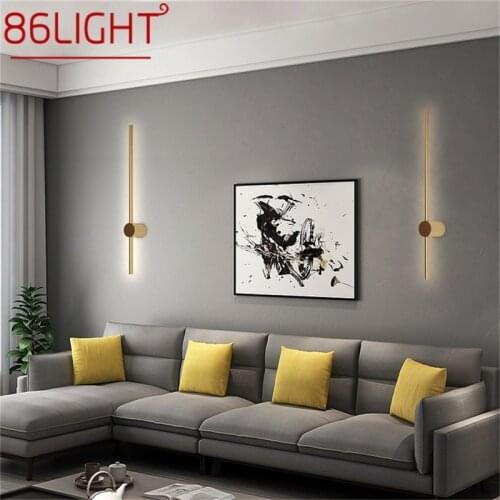 86LIGHT Brass Nordic Wall Lamp Contemporary Gold Sconces Simple LED Light Indoor For Home Living Room