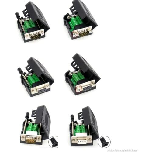 9-pin Universal Male Female D-SUB Serial Adapter DB-9 Solderless Breakout Connector COM Connectors Pure Copper Terminals au13 21