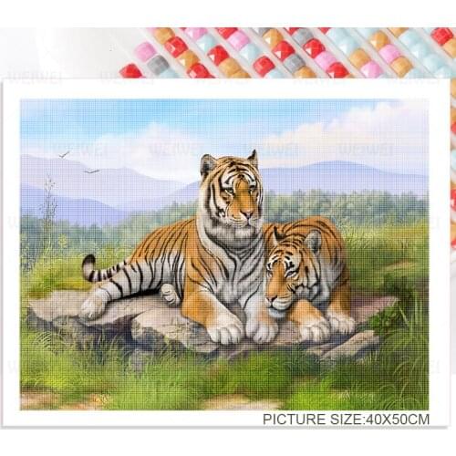 Wild Carnivore Diamond Painting Tiger Leopard 5D Full Square Round Mosaic Sticker Diamond Embroidery Handmade DIY Gift Wall Art