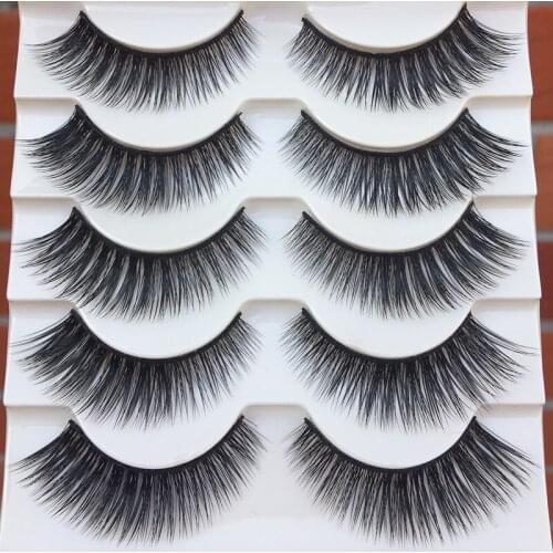 5 pairs Black Thick Fake Eyelashes Handmade High Quality Acrylic Natural Long Eye Lashes Extension Banquet Makeup False Eyelashe