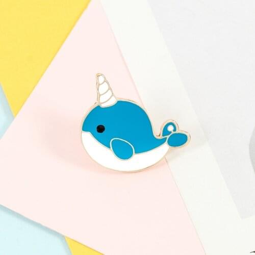 Lovely Blue Sea Creatures Enamel Pins Cartoons Dolphin Animal Brooches Backpack Denim Jackets Metal Badge Lapel Pin Accessories