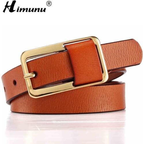 Hot Sale Brand Luxury Pin buckle 100% cowhide Female Belt for Women Hip-Hop Genuine Leather Jeans Girdles Belts Candy 8 colors