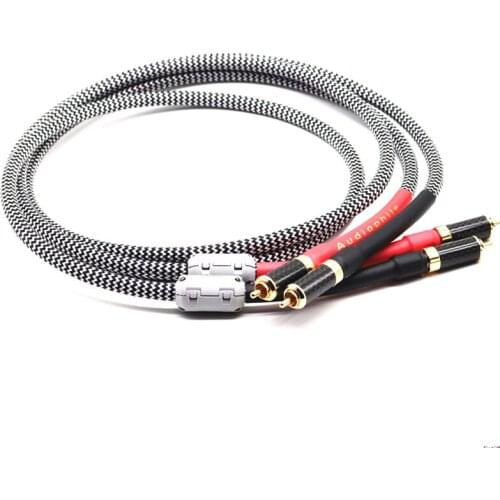 HiFi Audio Video DIY 8N OFC Silver Plated Audio RCA to RCA AMP speaker Interconnector cable