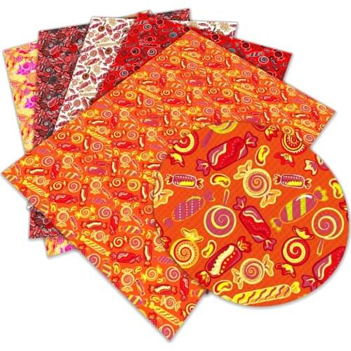 New Candy Pattern Printed Faux Leather Printed A4 22x30cm for DIY Hair Bow Bags Shoes Crafts Material L173 L174