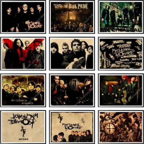 My Chemical Romance Band Classic Nostalgic Matte Kraft Paper Poster Office Gift Room Dining Home Decor wall sticker