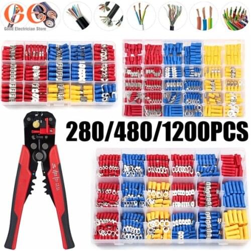 280/480/1200PCS Assorted Wire Crimp Terminals Electrical Wire Connectors Kit Or 1PC Crimper wire butt connector