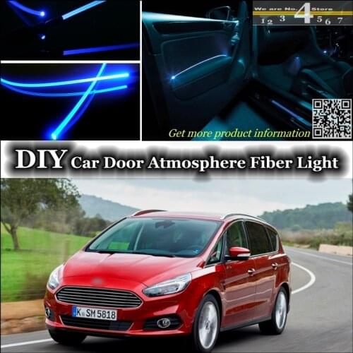 Interior Ambient Light Tuning Atmosphere Fiber Optic Band Lights For Ford S-Max SMax S Max Inside Door Panel illumination Refit