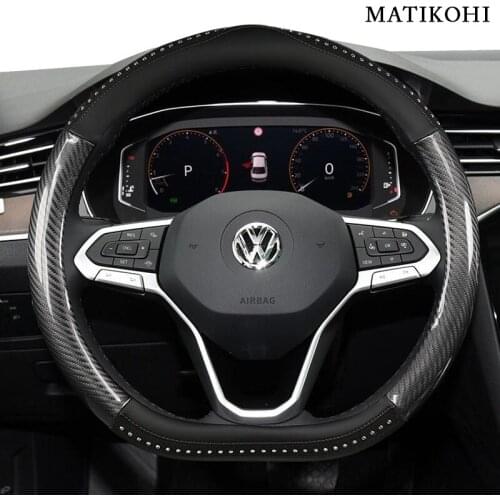 MATIKOHI Carbon Fiber Leather Car Steering Wheel Cover For Kia Ceed Rio 3 4 Sportage Sorento Cerato Optima Picanto KX K