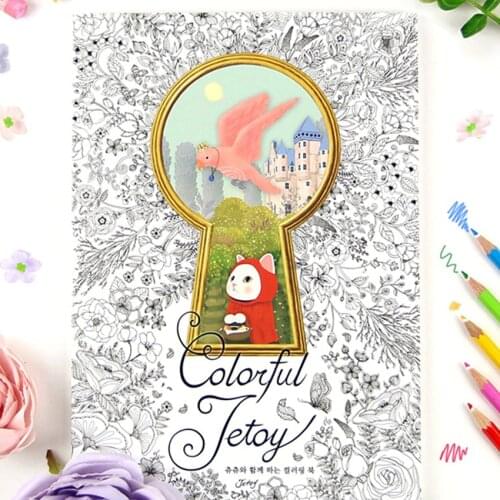 Colorful Jetoy Cat Coloring Books For Adults Relieve Stress Graffiti Painting Drawing Secret Garden art coloring books