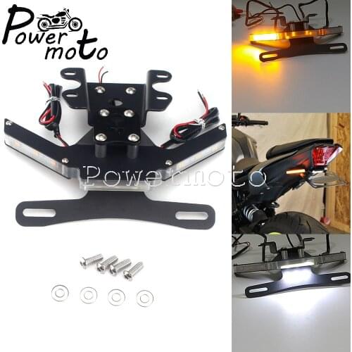 Motorcycle Rear Tail Tidy License Plate Mount Bracket Holder w/ LED Flash Turn Signal Light for Yamaha MT-07 FZ-07 2014-2020
